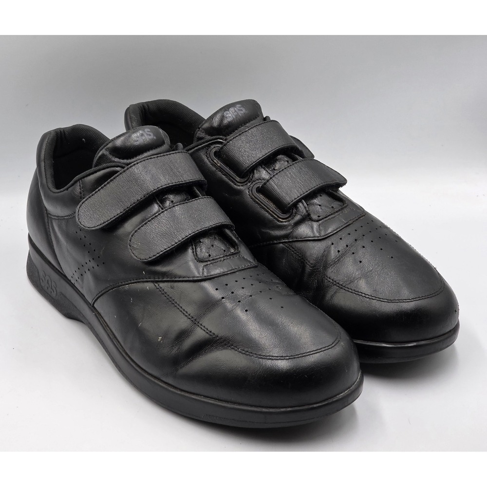 SAS Mens Black Leather VTO Walking Shoes Double Strap Comfort 13.5